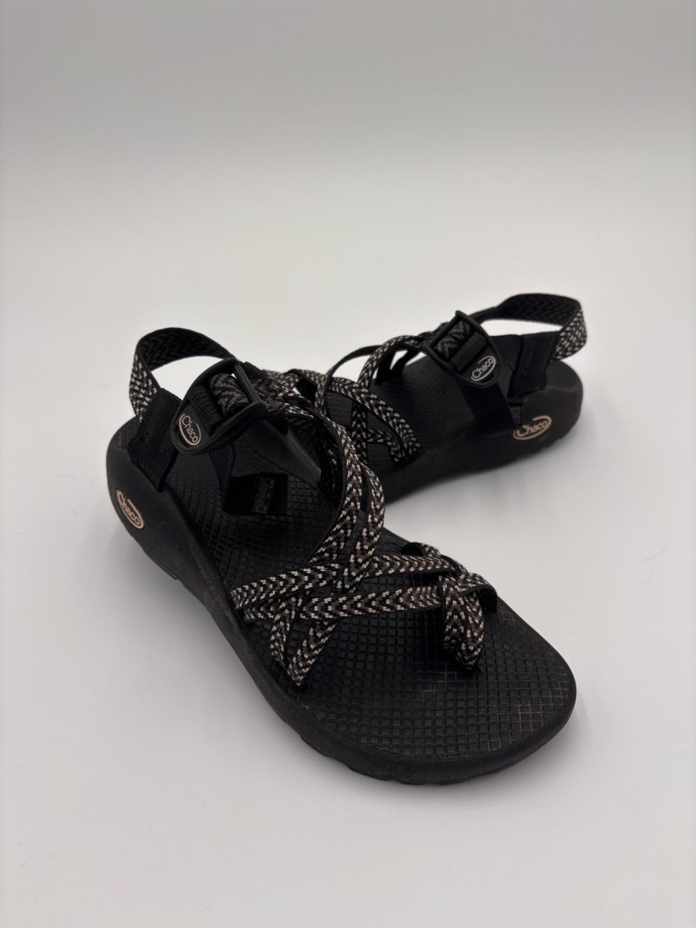 Chaco Women's Black and Ivory Patterned Z/Cloud Sandals Size 7